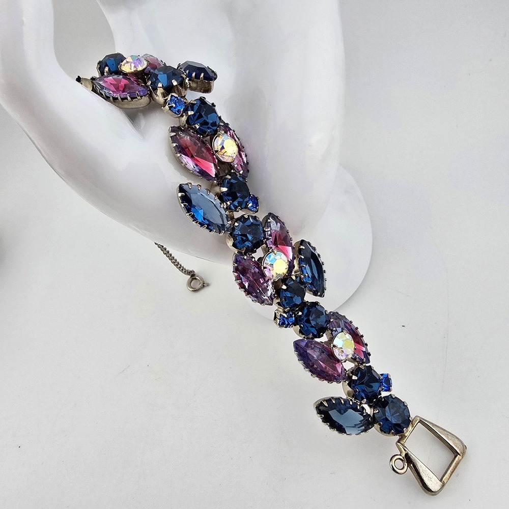 Vintage Julianna D&E Navette AB Rhinestone Link Bracelet - Picture 7 of 8
